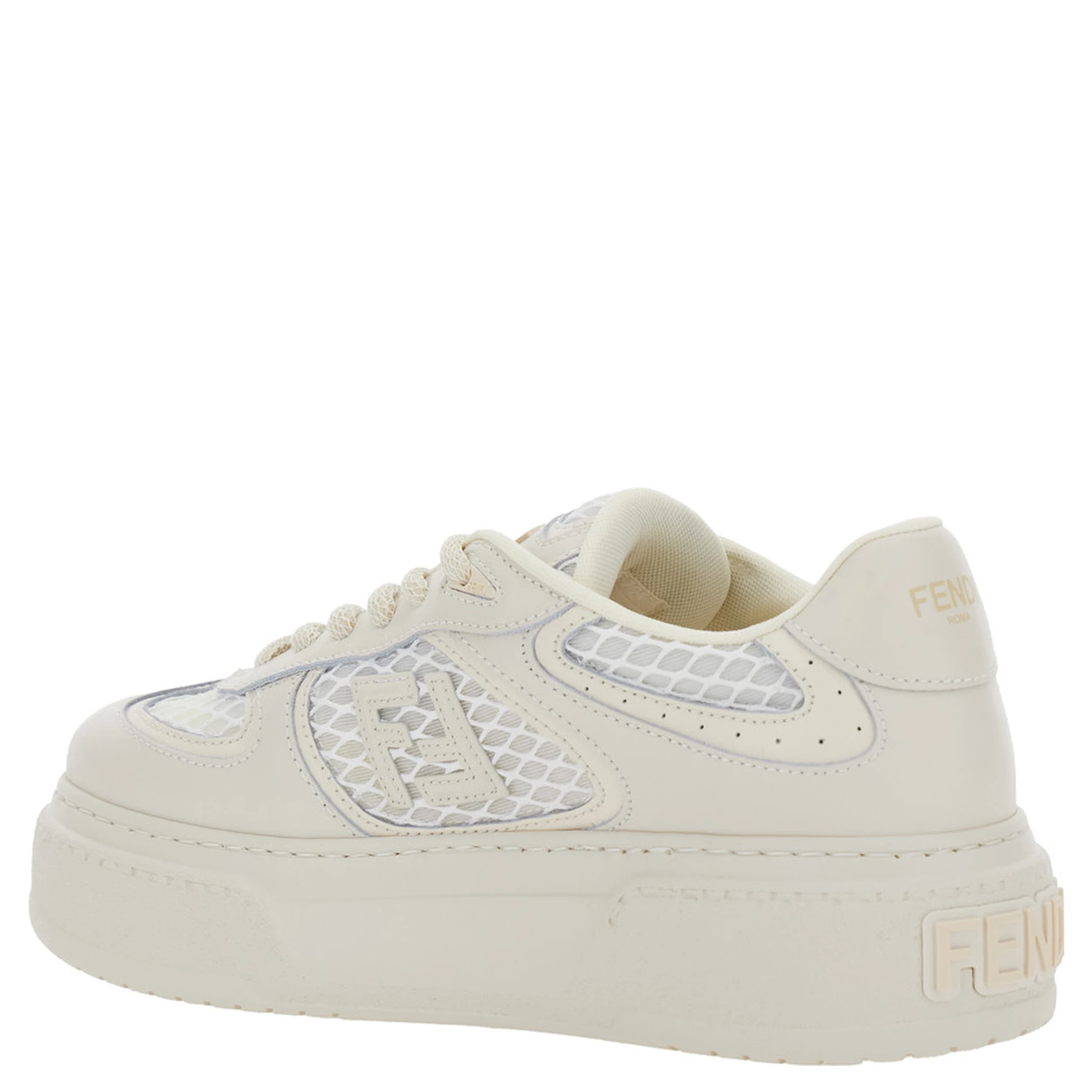 Match White Sneakers With Mesh Inserts And Embossed Logo On The Back In Leather Woman