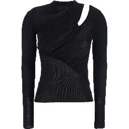 Black Long-Sleeve with Cut-Out Detail in Viscose Woman