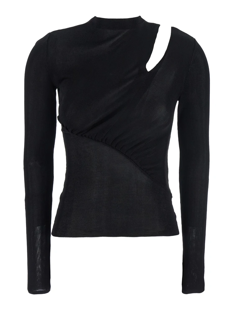 Black Long-Sleeve with Cut-Out Detail in Viscose Woman