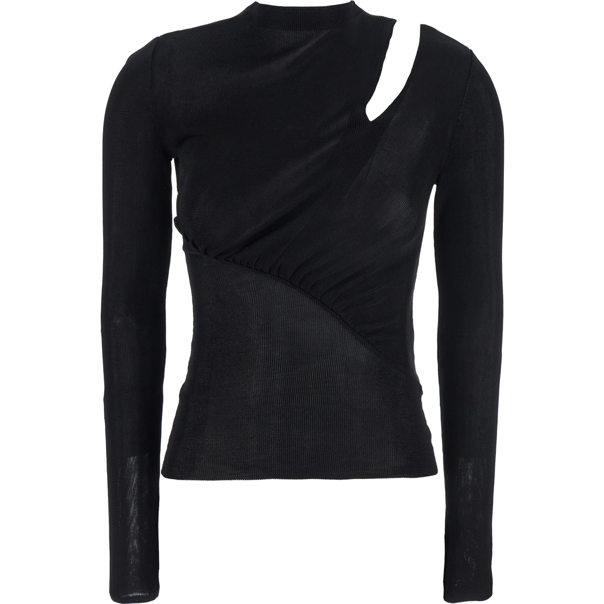 Black Long-Sleeve with Cut-Out Detail in Viscose Woman