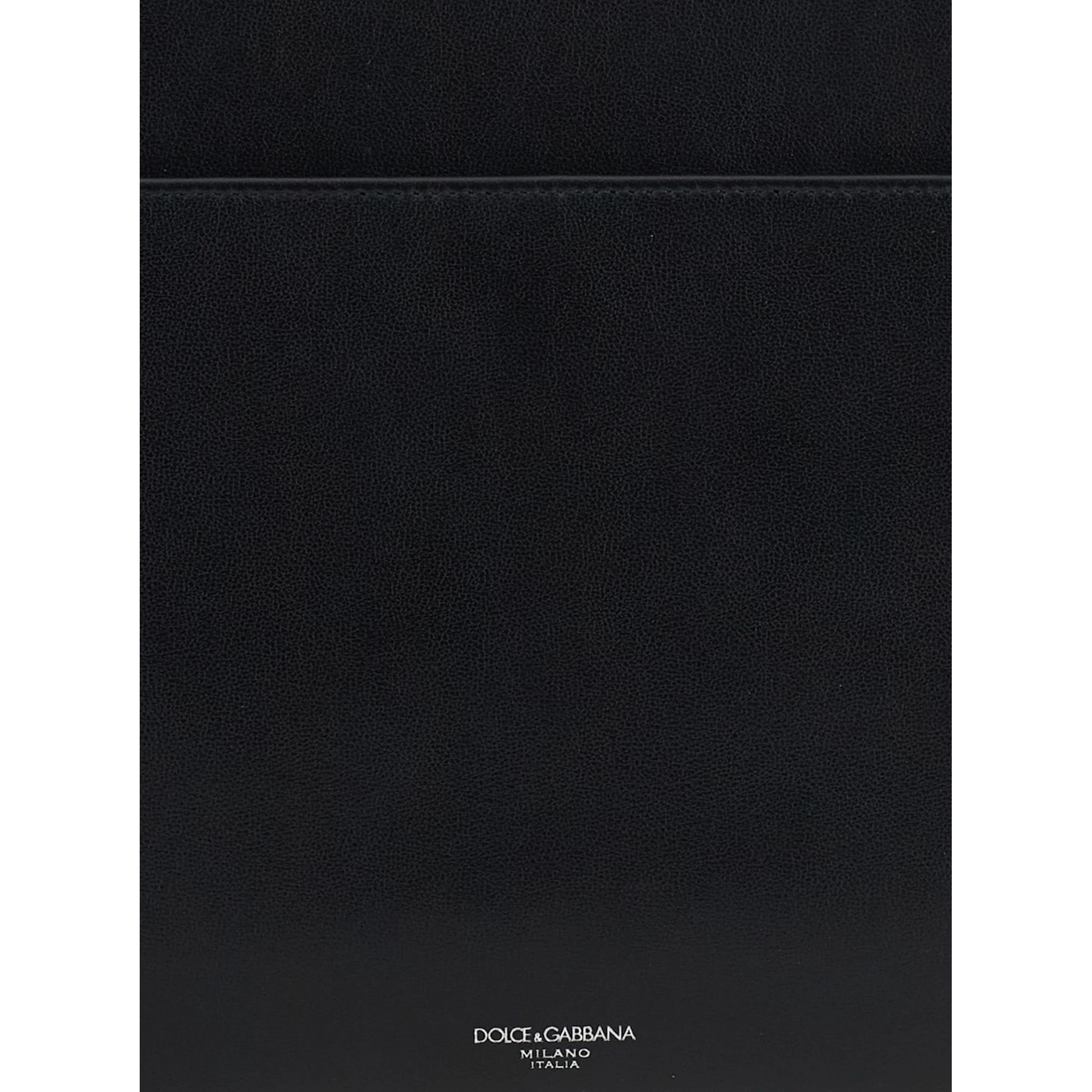 Black Clutch with Removable Wrist Strap and Logo Lettering on the Front in Leather Man