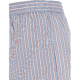Violet Shorts with Logo Patch on the Front and All-Over Striped Motif in Viscose Blend Woman
