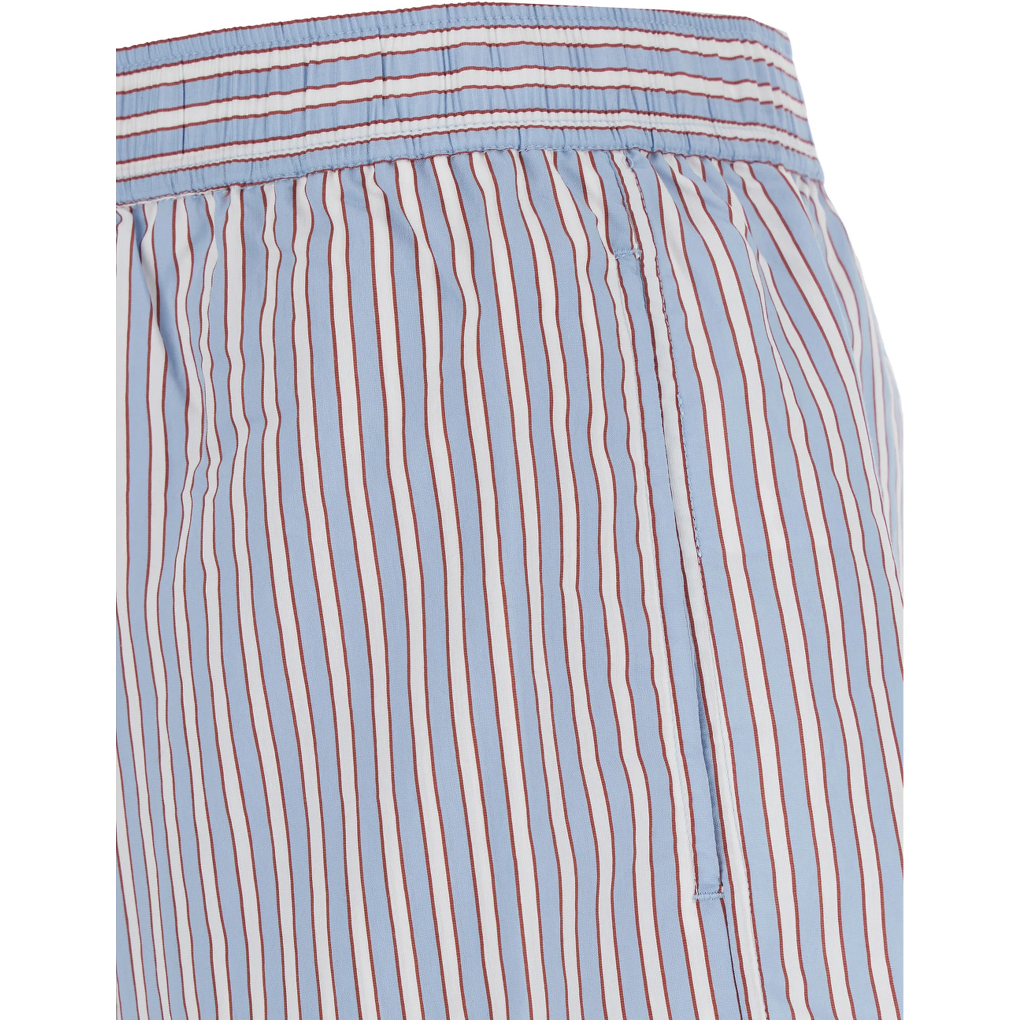 Violet Shorts with Logo Patch on the Front and All-Over Striped Motif in Viscose Blend Woman