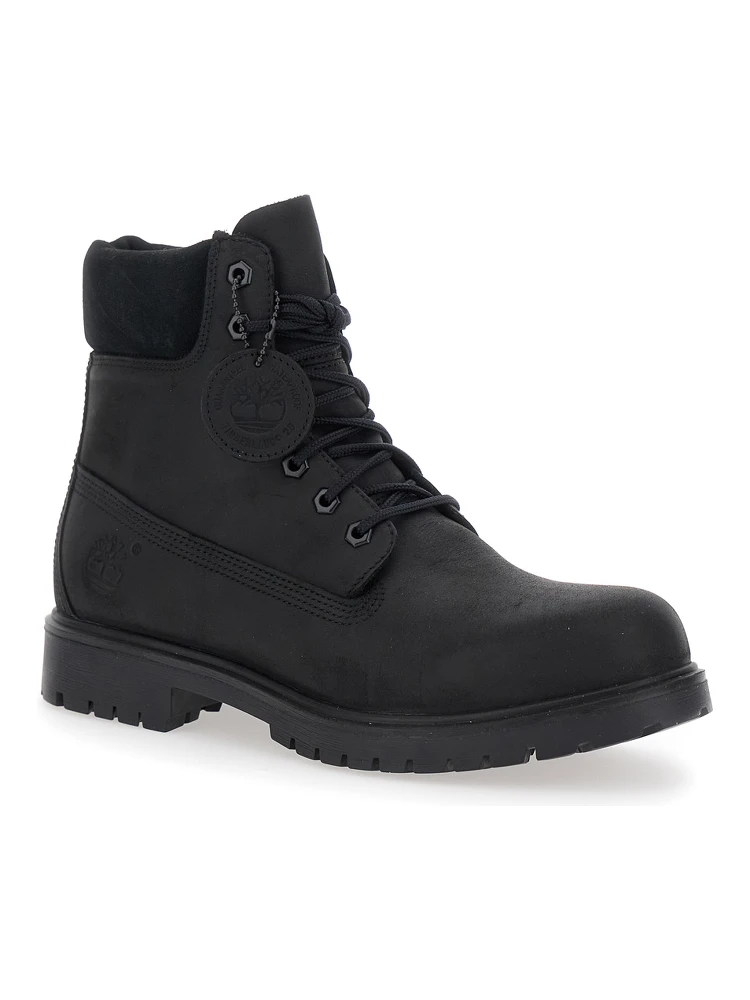 Black Boots with Logo Plate in Leather Man alternative