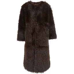 Brown Shearling with Hidden Front Fastening in Faux Fur Woman