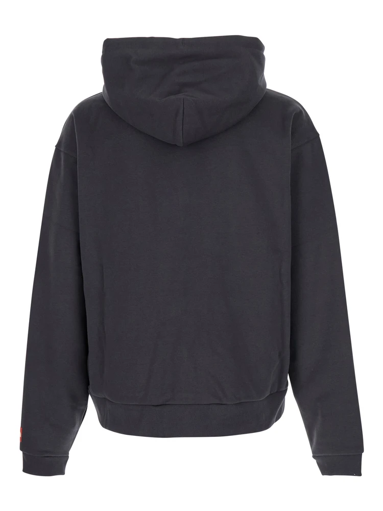 Grey Hoodie with Logo on Sleeve in Cotton Man alternative
