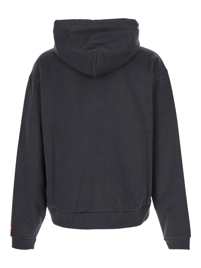Grey Hoodie with Logo on Sleeve in Cotton Man