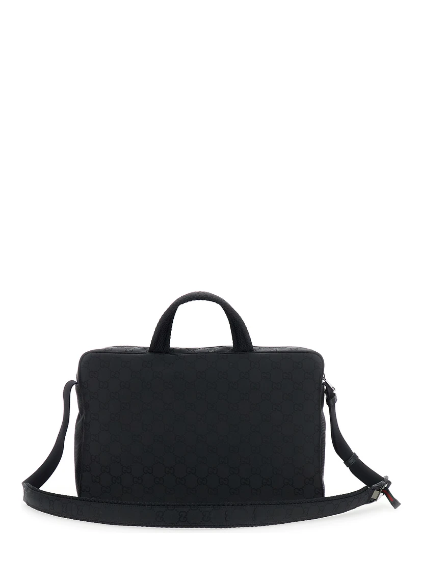 Black Suitcase with Tone-on-Tone GG All-Over Motif in Tech Fabric Man