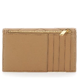 Beige Quilted Wallet with Cassandre Plaque on the Front in Leather Woman