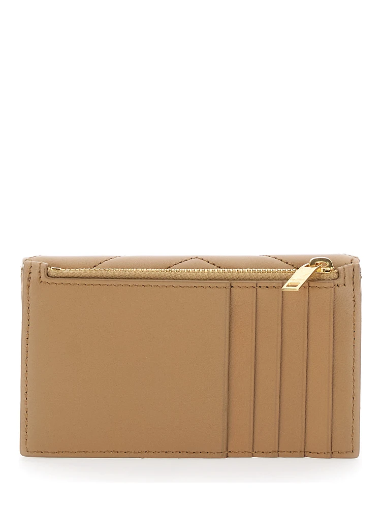 Beige Quilted Wallet with Cassandre Plaque on the Front in Leather Woman alternative