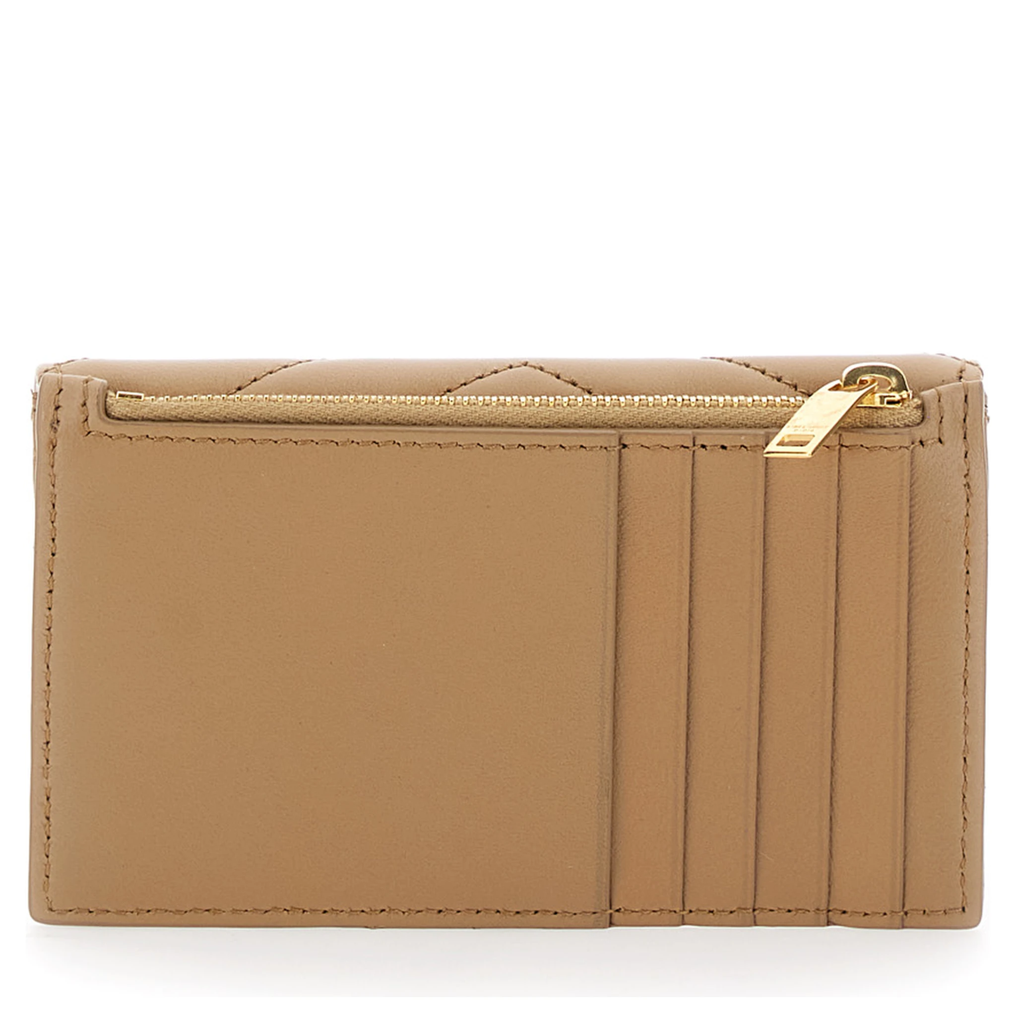 Beige Quilted Wallet with Cassandre Plaque on the Front in Leather Woman
