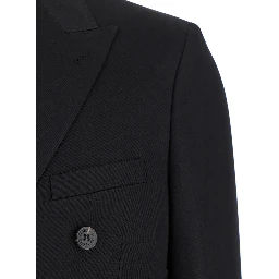Black Double-Breasted Jacket with Peak Lapels in Virgin Wool Man