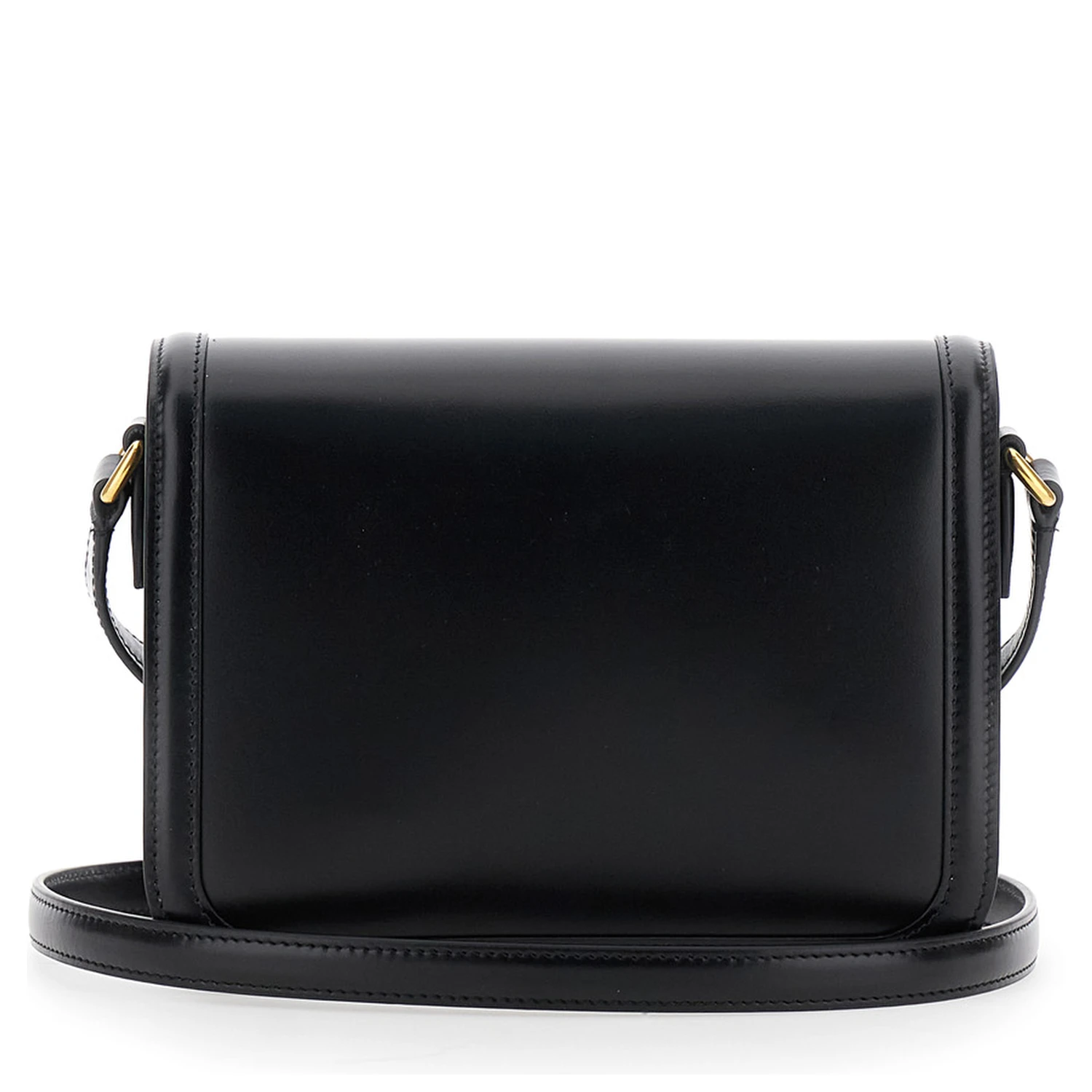 9TO5 Black Crossbody Bag with VLogo Detail on the Front and Adjustable Shoulder Strap in Leather Woman