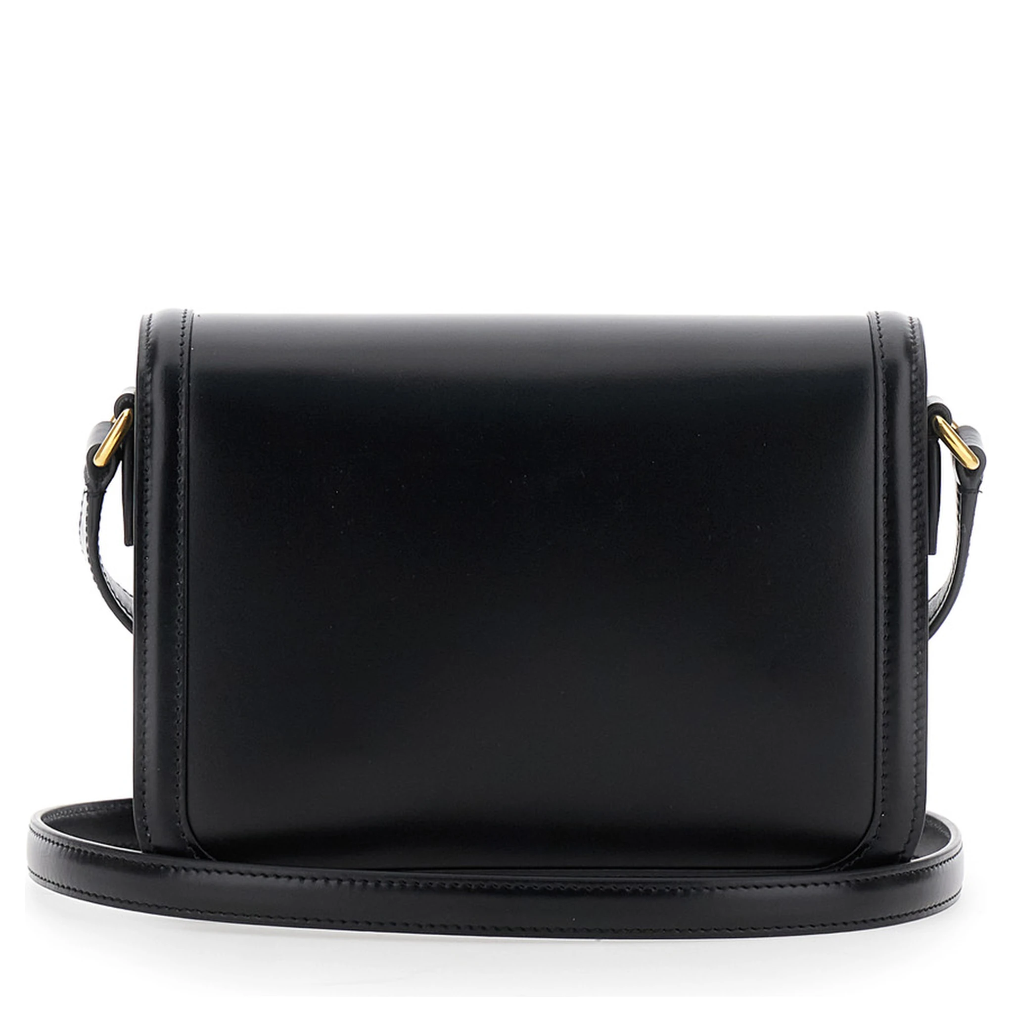 9TO5 Black Crossbody Bag with VLogo Detail on the Front and Adjustable Shoulder Strap in Leather Woman
