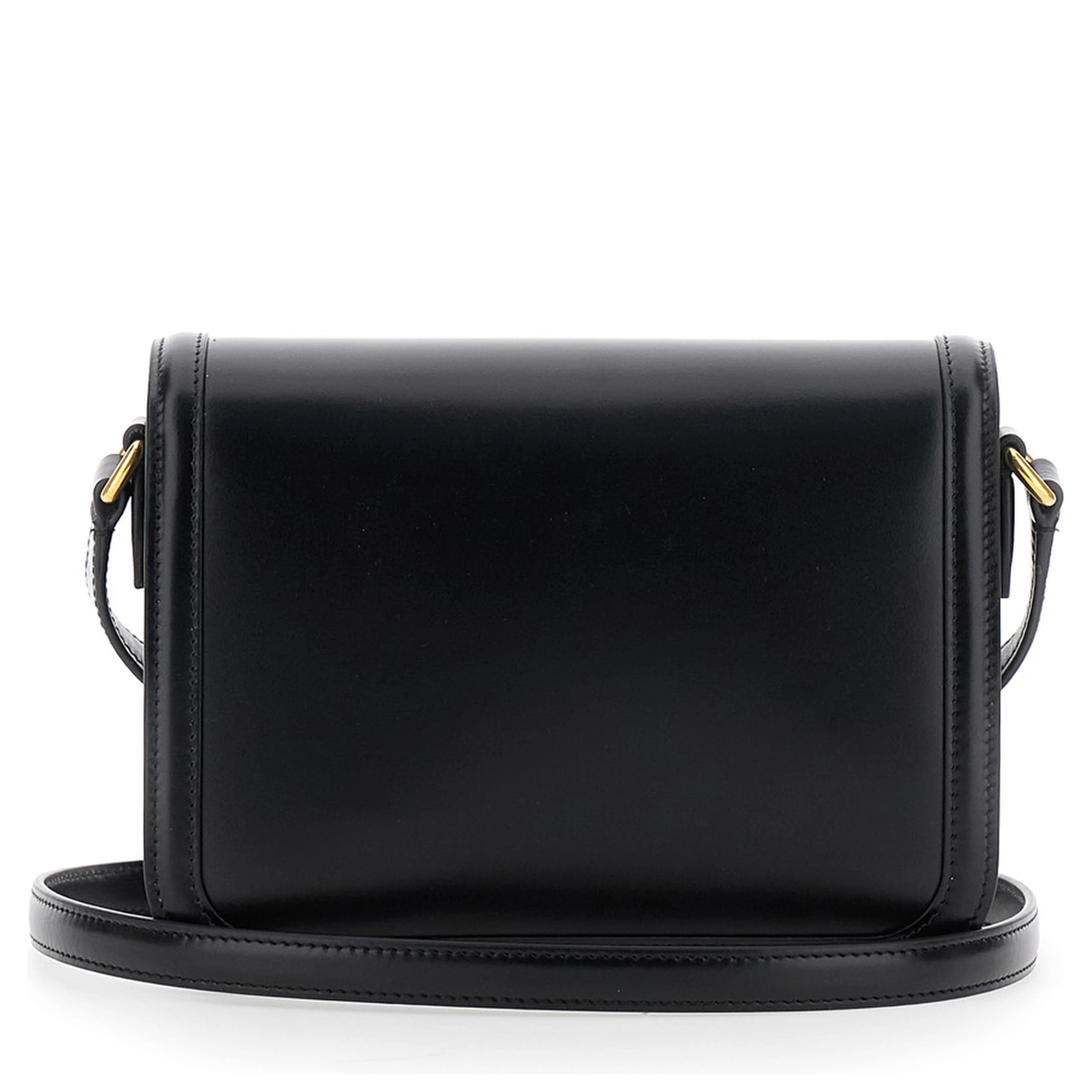 9TO5 Black Crossbody Bag with VLogo Detail on the Front and Adjustable Shoulder Strap in Leather Woman