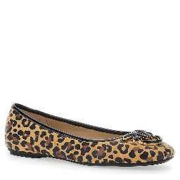 Max Multicolor Ballet Shoes with Logo Love Birds Diamond Cut on the Front and Leopard Motif in Suede Woman
