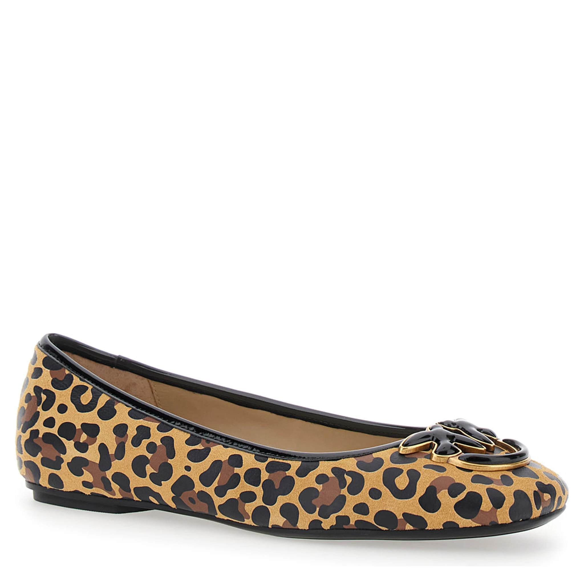 Max Multicolor Ballet Shoes with Logo Love Birds Diamond Cut on the Front and Leopard Motif in Suede Woman