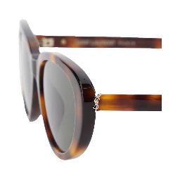 Brown Tortoiseshell Cat-Eye Sunglasses with Cassandre on the Temples in Acetate Woman