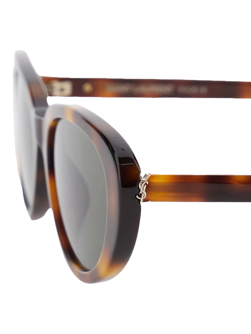 Brown Tortoiseshell Cat-Eye Sunglasses with Cassandre on the Temples in Acetate Woman
