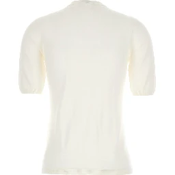 Gerico White Crewneck Sweater with Short Sleeves in Wool Woman