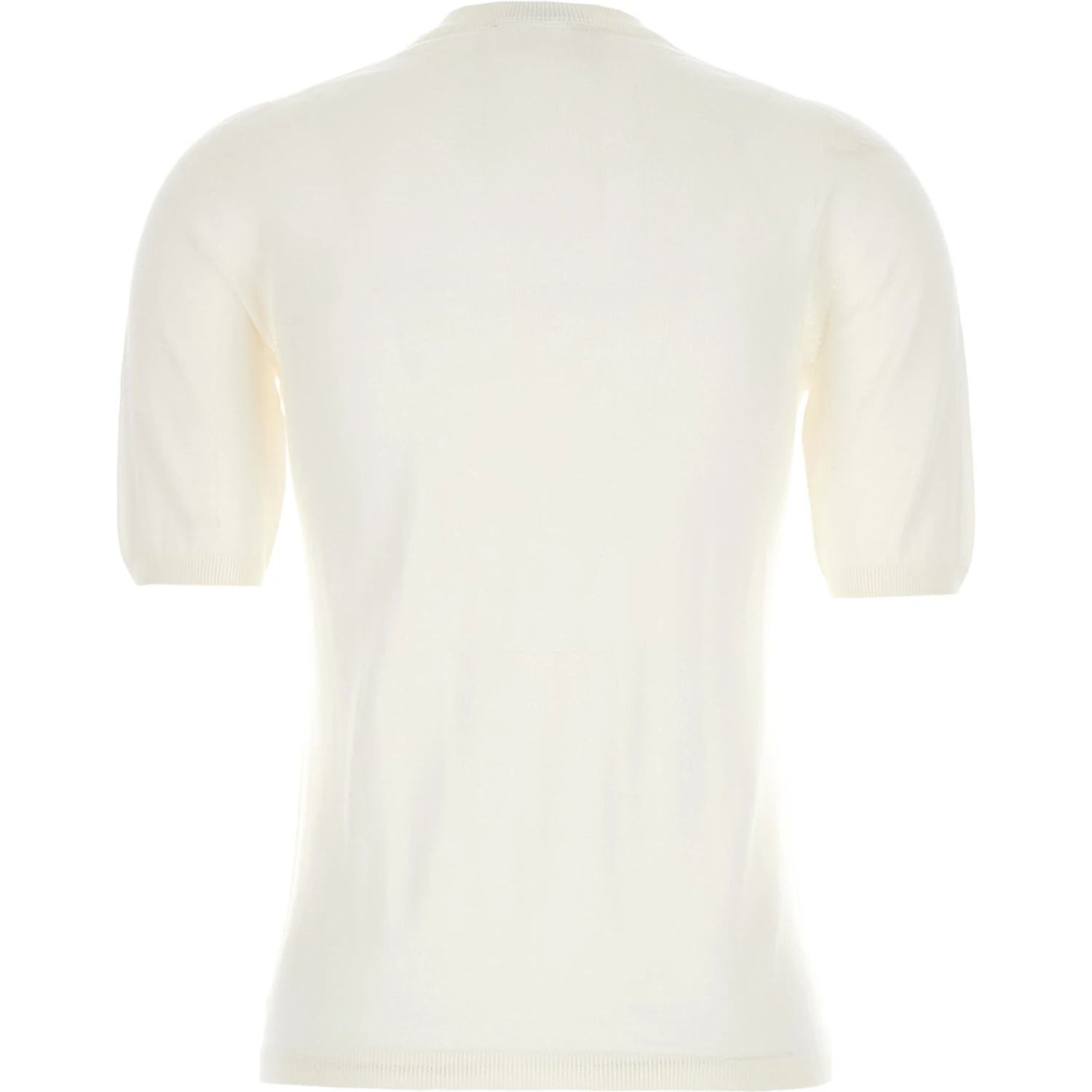 Gerico White Crewneck Sweater with Short Sleeves in Wool Woman
