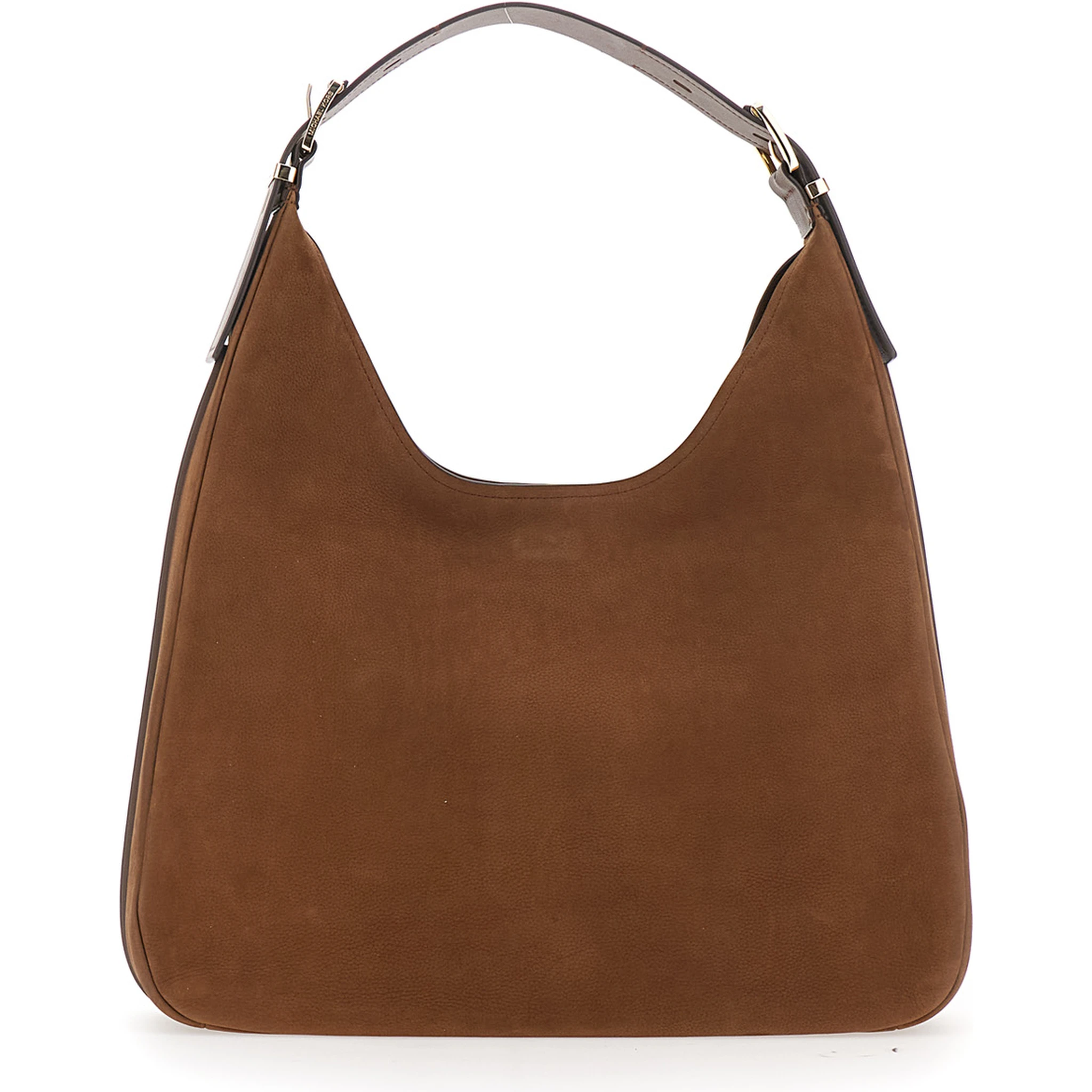 Brown Shoulder Bag with Logo Lettering on the Front in Leather Woman
