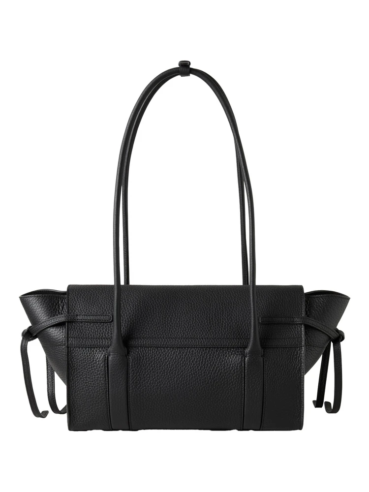 Small Bayswater Black Shoulder Bag with Laminated Logo in Leather Woman alternative
