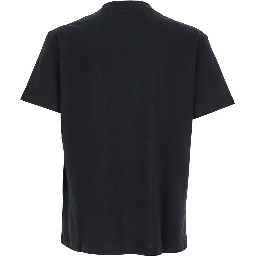 Black Crewneck T-Shirt with VLogo on the Front in Cotton Man