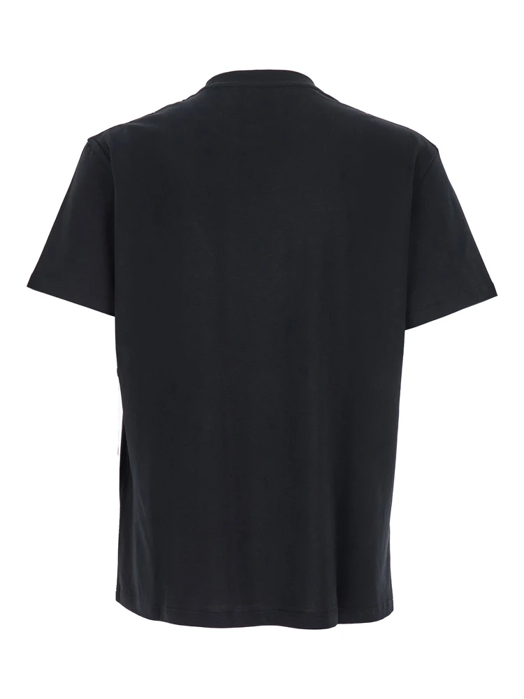 Black Crewneck T-Shirt with VLogo on the Front in Cotton Man alternative