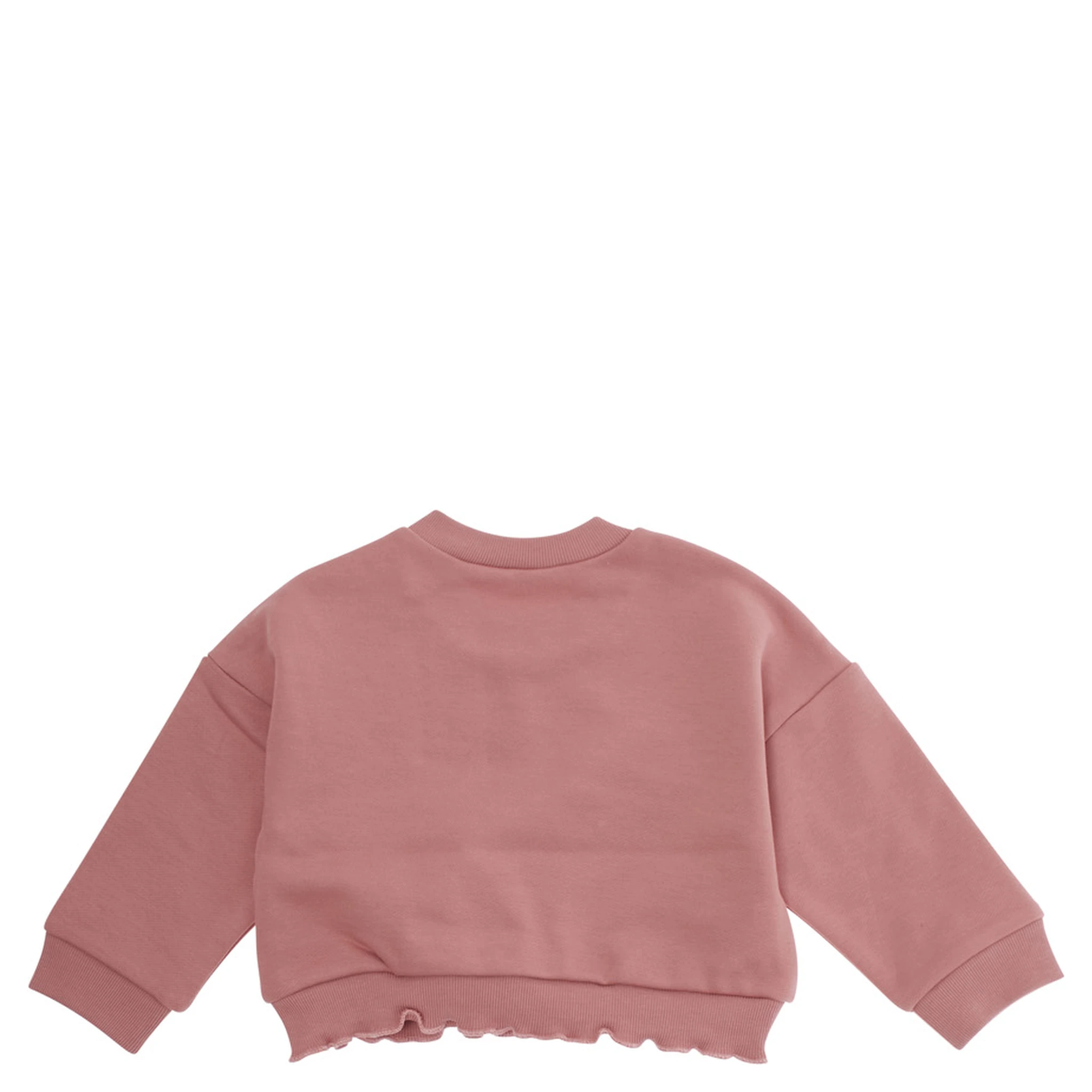 Pink Crew-neck Sweatshirt with Logo on Front in Cotton Baby