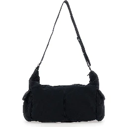 Black Shoulder Bag with Adjustable Shoulder Strap in Cotton Twill Man