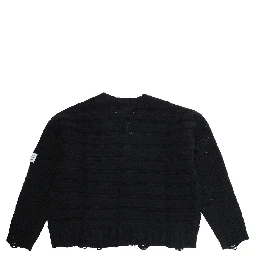 Black Cardigan with V Neck and Logo Patch on the Front in Wool Blend Boy