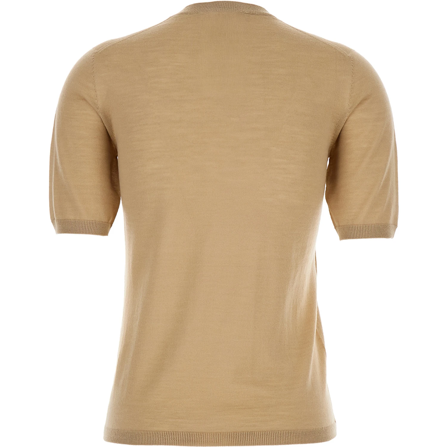 Gerico Beige Crewneck Sweater with Short Sleeves in Wool Woman