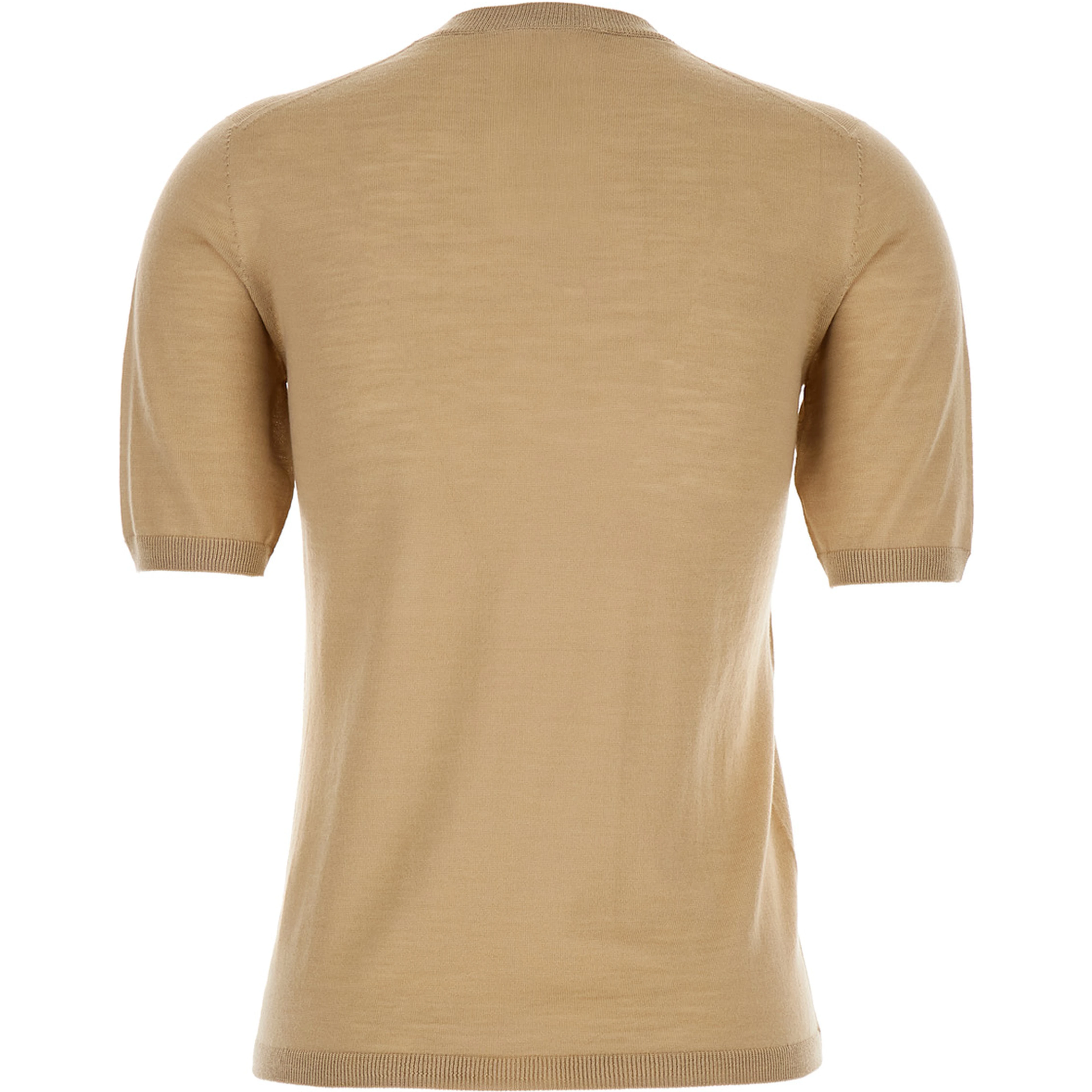 Gerico Beige Crewneck Sweater with Short Sleeves in Wool Woman