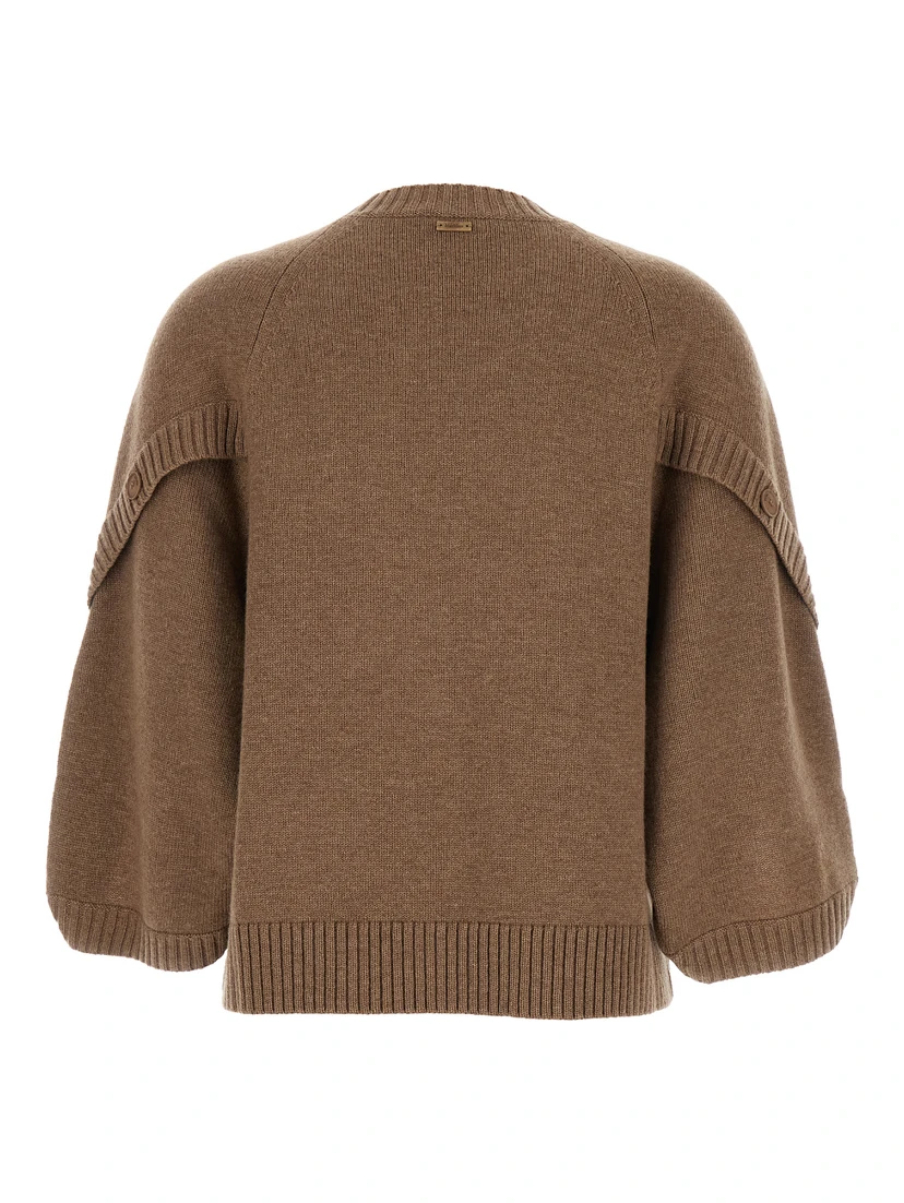 Ampex Brown Crewneck Sweater in Wool and Cashmere Woman