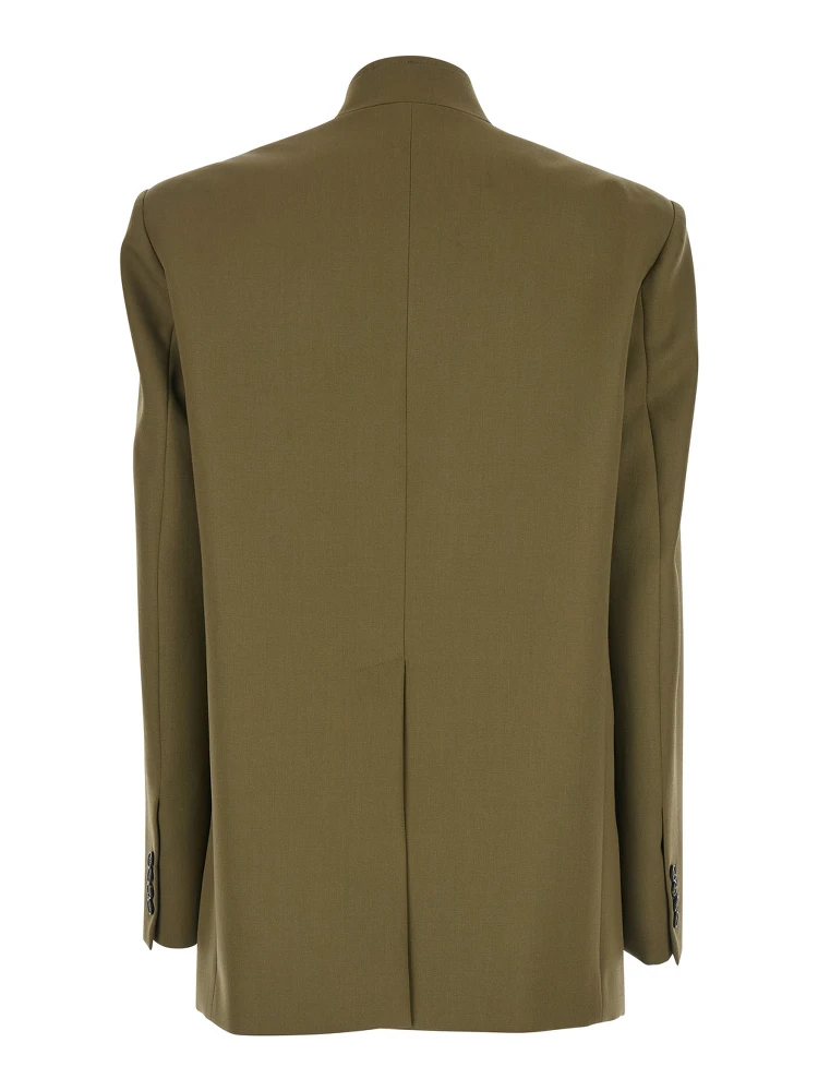 Green Jacket with Asymmetric Closure on the Front in Wool Woman alternative