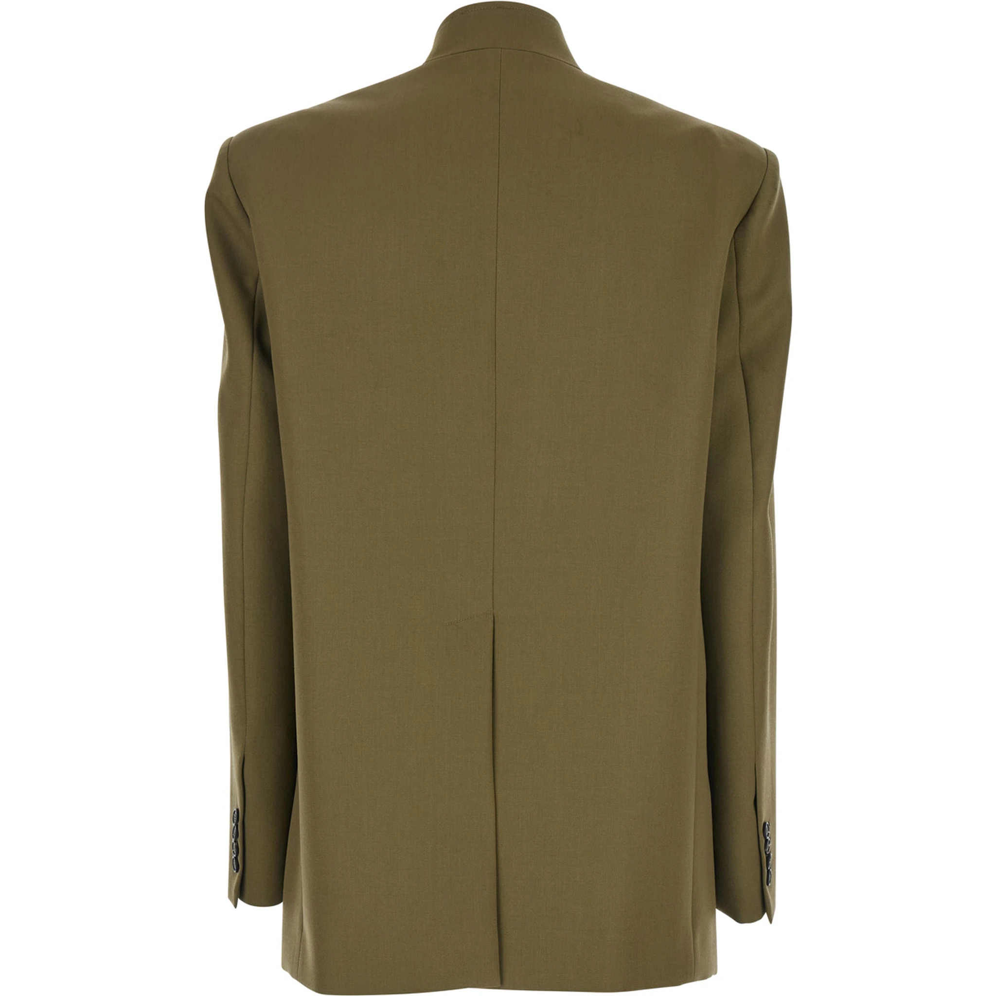 Green Jacket with Asymmetric Closure on the Front in Wool Woman