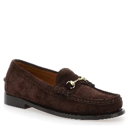 Joe Modena Brown Pull-On Loafers with Horsebit Detail in Suede Woman