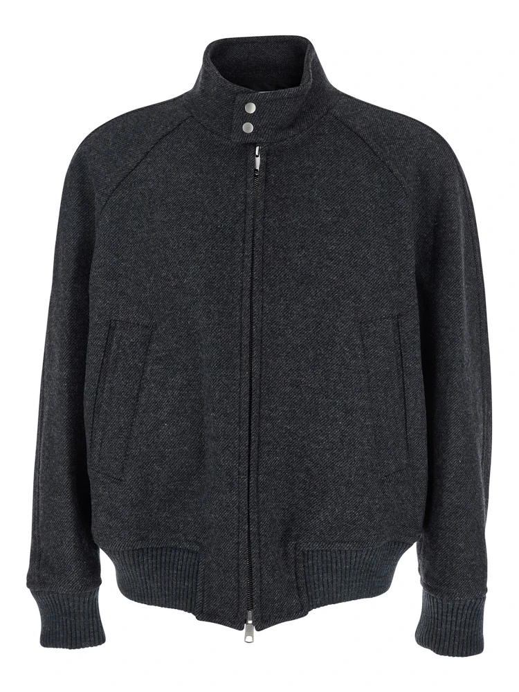 Regards Grey Jacket with Front Zip Closure in Wool Blend Man