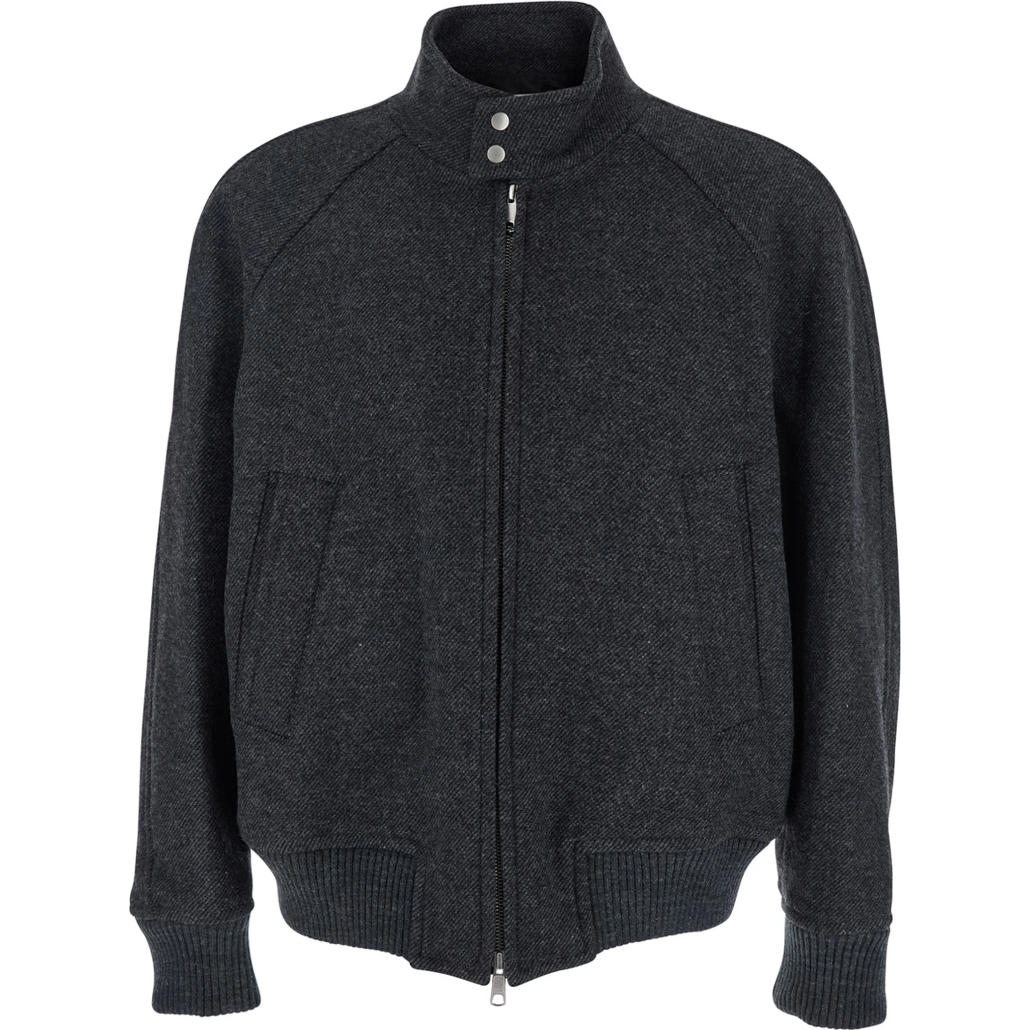 Regards Grey Jacket with Front Zip Closure in Wool Blend Man