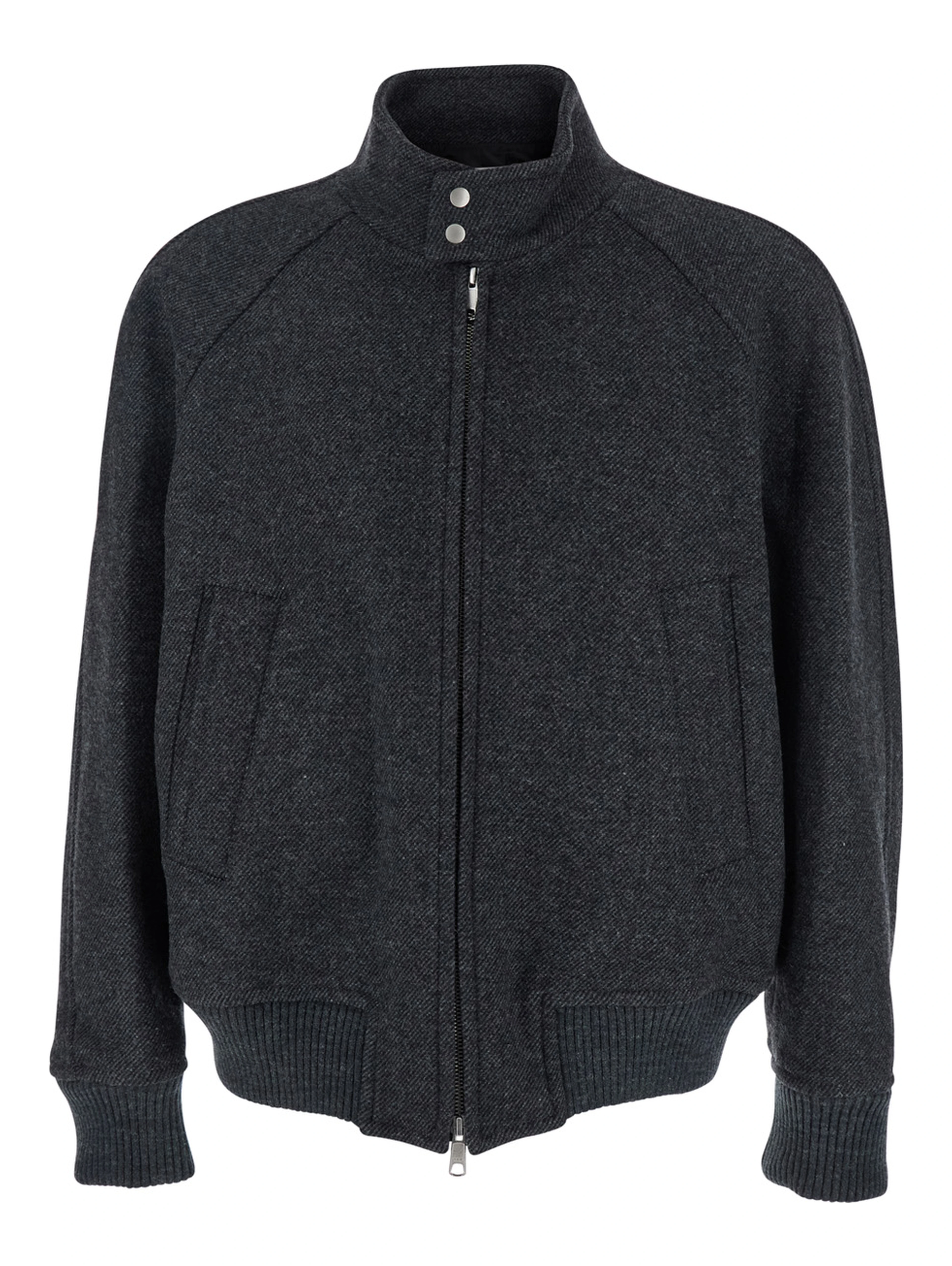Regards Grey Jacket with Front Zip Closure in Wool Blend Man