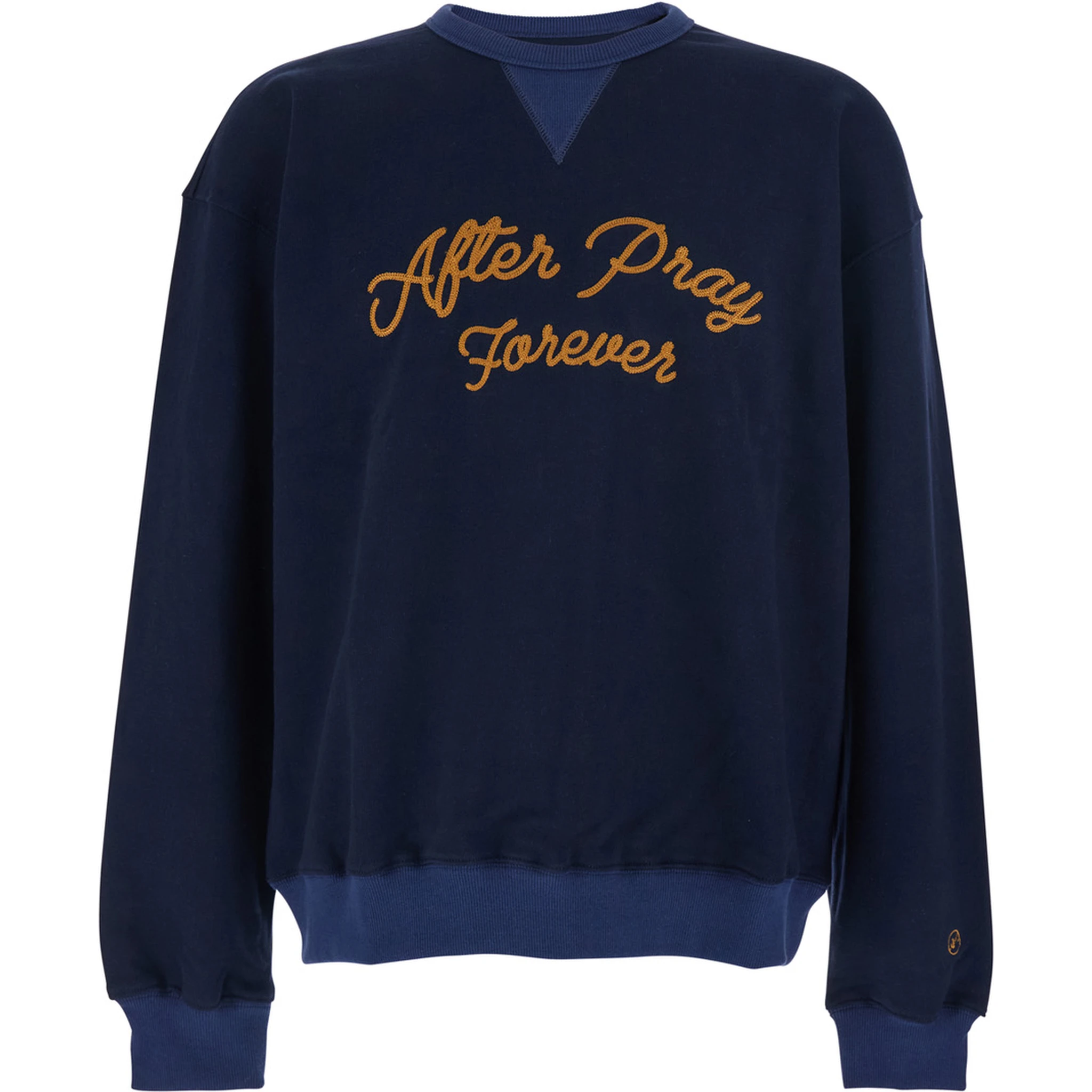 Forever Blue Sweatshirt with Logo Lettering on the Front and Dropped Shoulders in Cotton Man