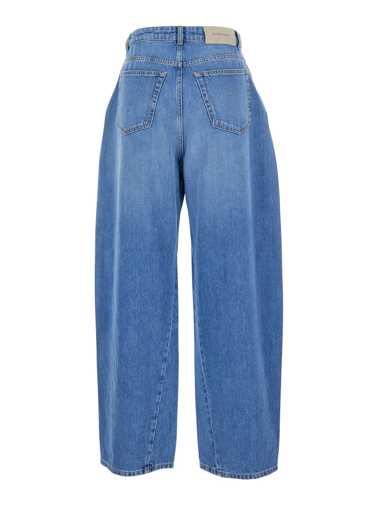 Blue Jeans with Logo Patch on the Rear and Wide Leg in Denim Woman alternative