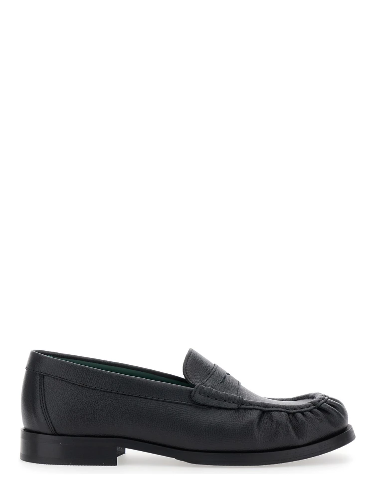 Ogee Black Loafers with Almond Toe in Grained Leather Man