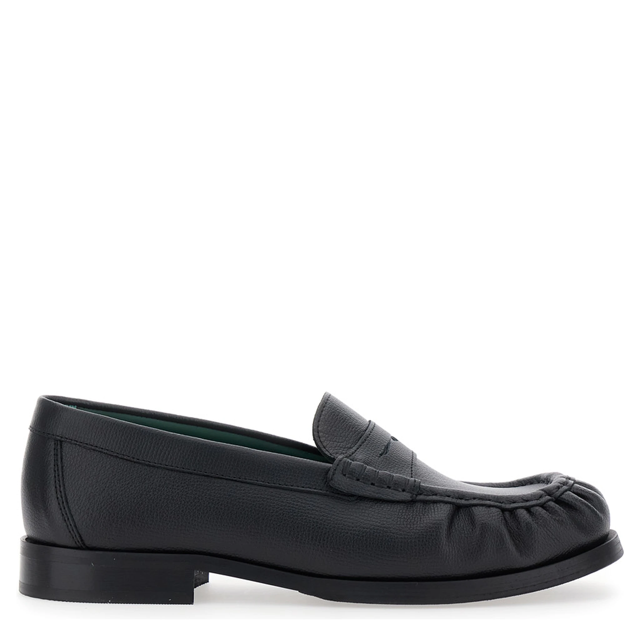Ogee Black Loafers with Almond Toe in Grained Leather Man