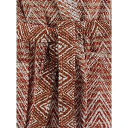 Stone Red Bathrobe with Hood and All-Over ZigZag Motif in Cotton Home