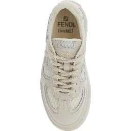 Match White Sneakers With Mesh Inserts And Embossed Logo On The Back In Leather Woman