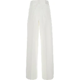 White Jeans with Wide Leg Design and Logo Patch on the Back in Denim  Woman
