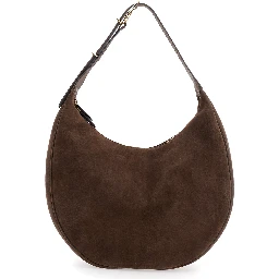 Brown Shoulder Bag with Top Handle in Suede Woman