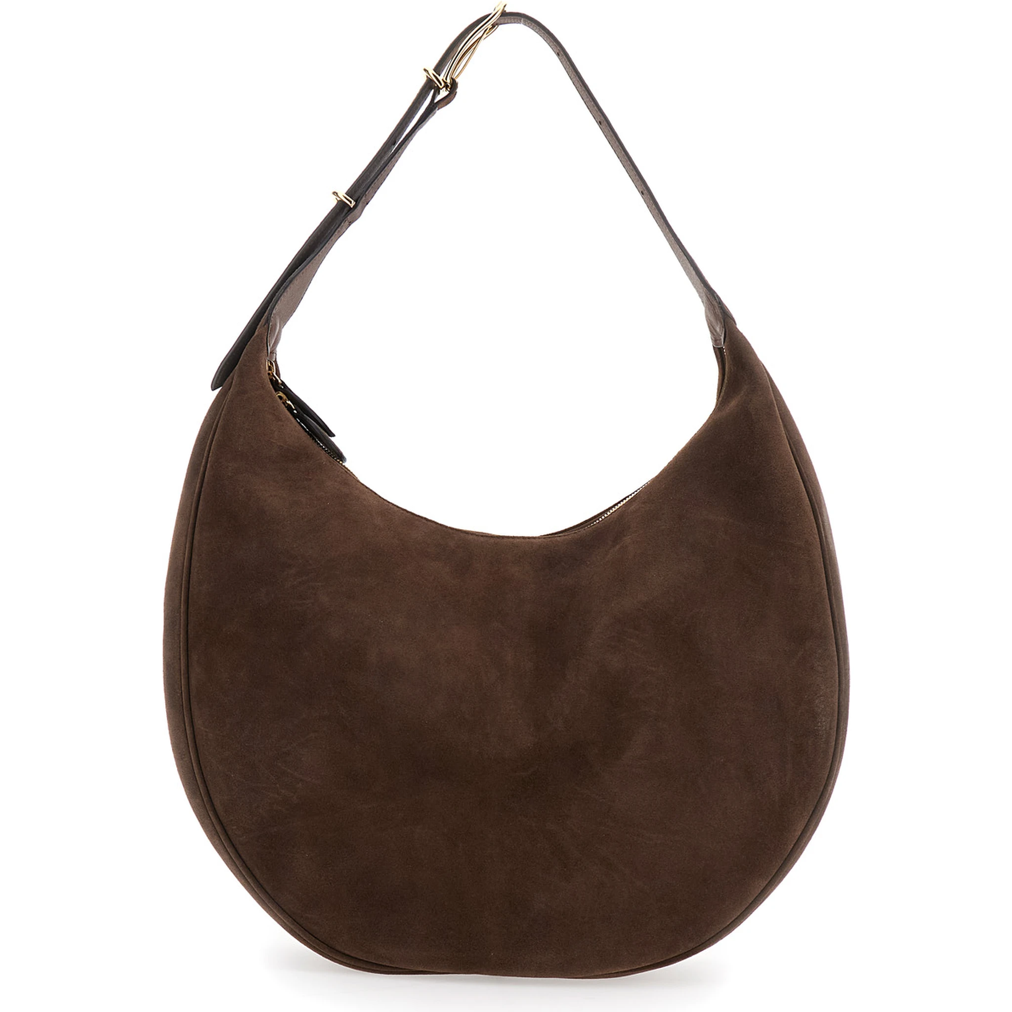 Brown Shoulder Bag with Top Handle in Suede Woman